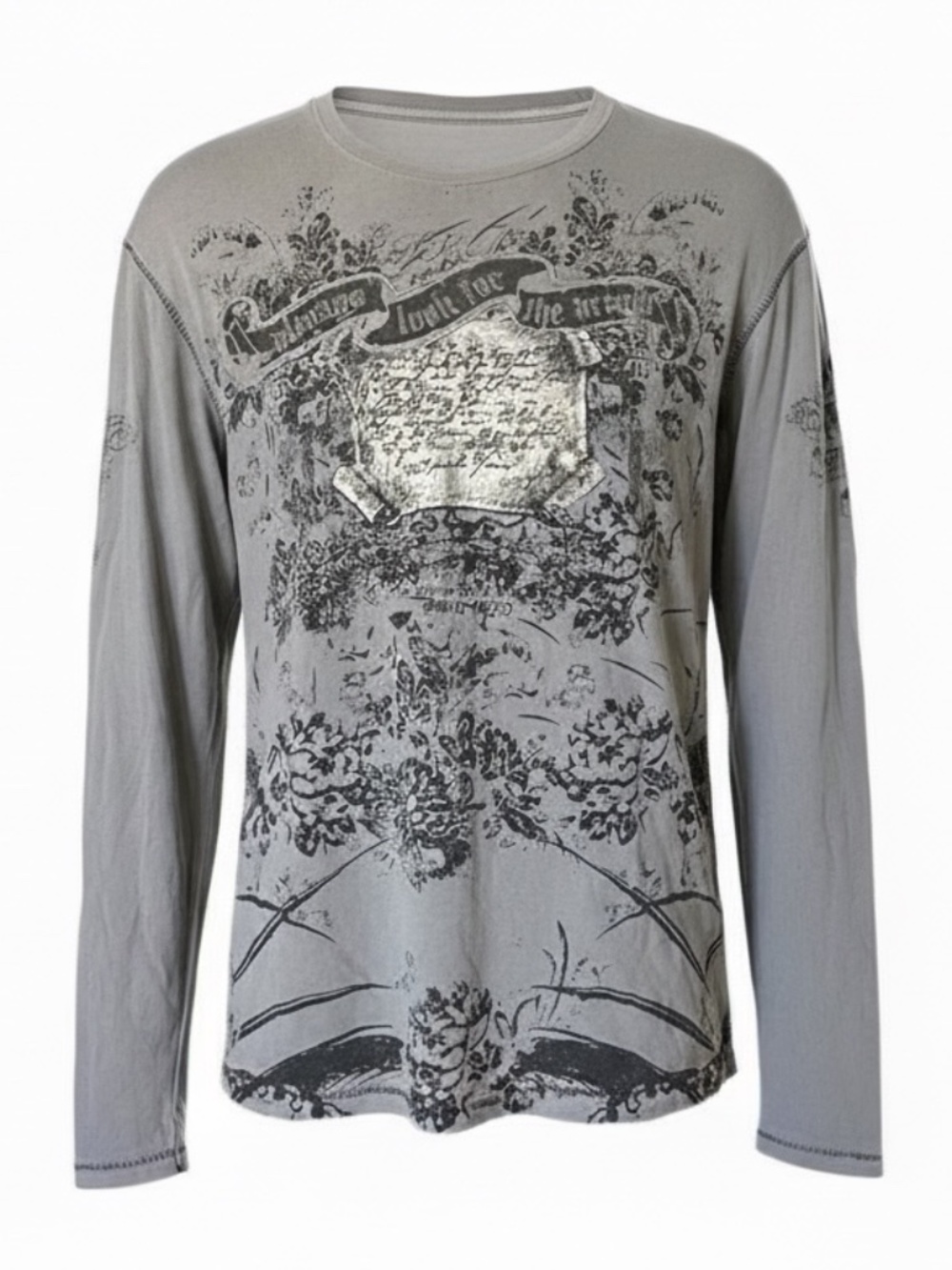 PRPS Projek Raw Y2K Graphic Long Sleeve Shirt Distressed Grey Men’s L